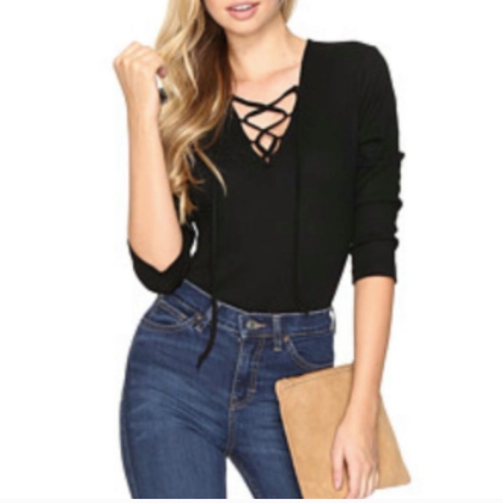 NEW Jack by BB Dakota Aura lace up Black bodysuit small